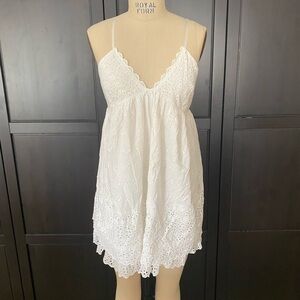 NWOT Free People Lillia White Eyelet Mini Dress Size Medium